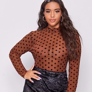 NWOT Shein Polka Dot Sheer Mesh Top